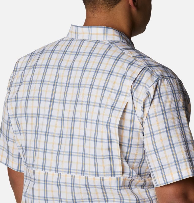 Men's Columbia Silver Ridge Lite Plaid Short Sleeve Shirts Cream | Plus Size CA-H38A0
